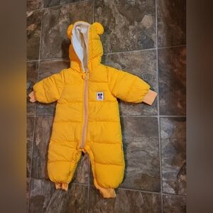 Yellow  One Piece Snowsuit With Ears